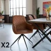 Chaises Contemporaines|Meubles De Cuisine·Chaises|SAVONE Chaise pivotante marron avec accoudoirs (lot de 2)