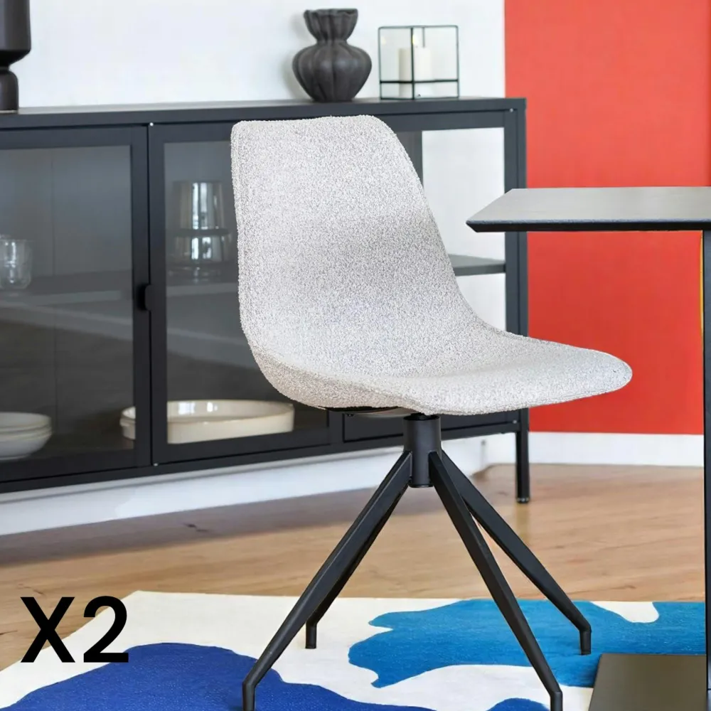 Chaises Contemporaines|Meubles De Cuisine·Chaises|AMSTERDAM Chaise pivotante marron foncé avec couture (lot de 2)