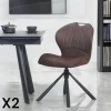Chaises Contemporaines|Meubles De Cuisine·Chaises|LOMBARDIE Chaise pivotante marron foncé avec dossier courbe, (lot de 2)