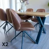 Meubles De Cuisine·Chaises|Chaises Contemporaines|BERLIN Chaise pivotante marron vintage avec surpiqure décorative (lot de 2)