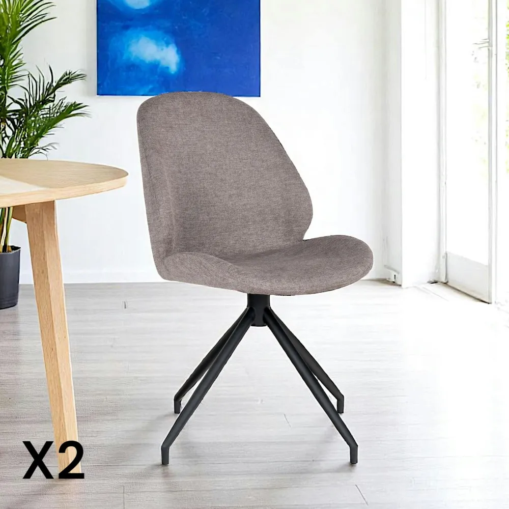 Meubles De Cuisine·Chaises|Chaises Contemporaines|BERLIN Chaise pivotante marron vintage avec surpiqure décorative (lot de 2)