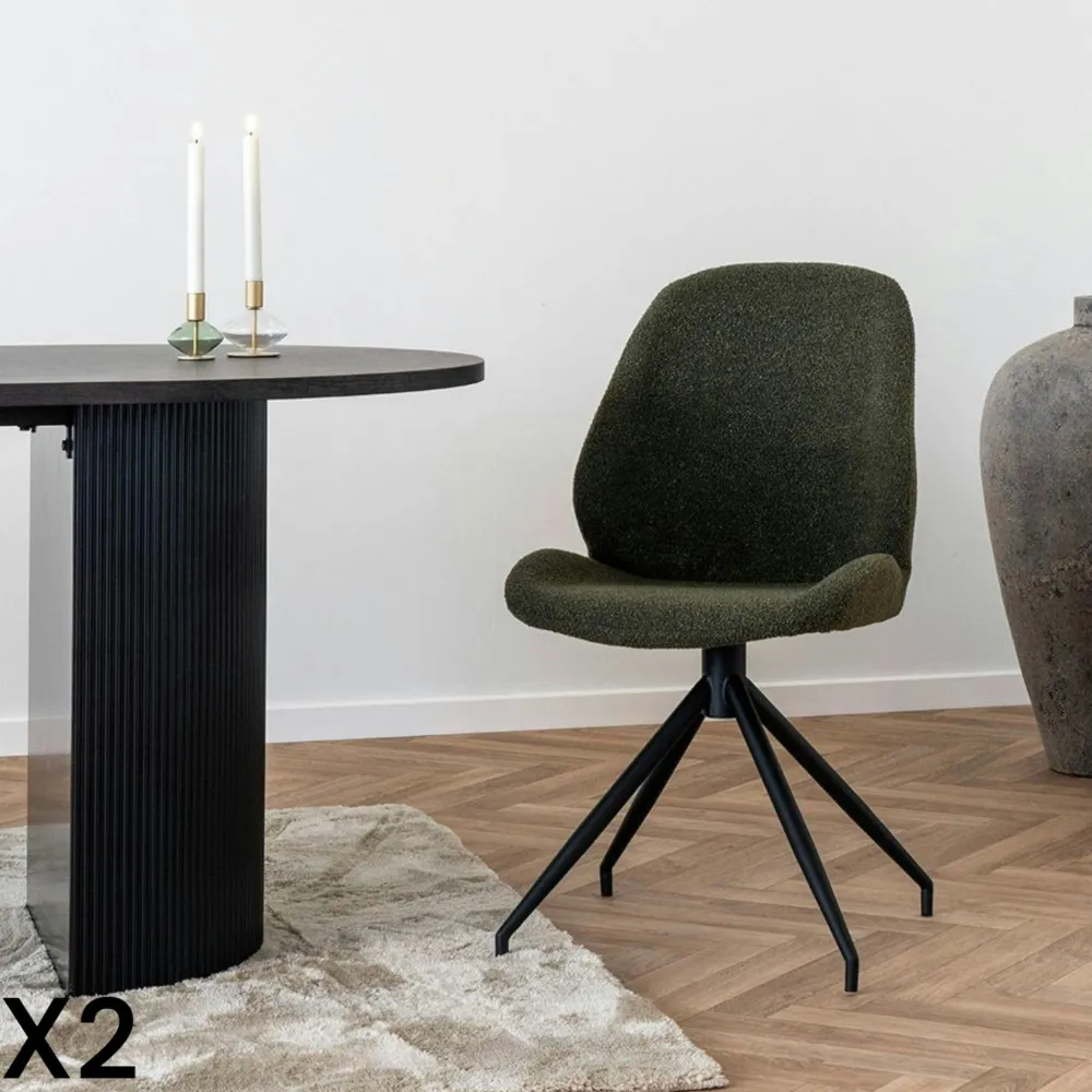 Meubles De Cuisine·Chaises|Chaises Contemporaines|BERLIN Chaise pivotante marron vintage avec surpiqure décorative (lot de 2)