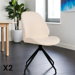 Meubles De Cuisine·Chaises|Chaises Contemporaines|BERLIN Chaise pivotante marron vintage avec surpiqure décorative (lot de 2)