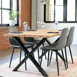 Meubles De Cuisine·Chaises|Chaises Contemporaines|BERLIN Chaise pivotante marron vintage avec surpiqure décorative (lot de 2)