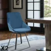 Univers Déco·Design Contemporain|Meubles De Cuisine·Chaises|OKA Chaise pivotante moderne en velours bleu (Lot de 2)