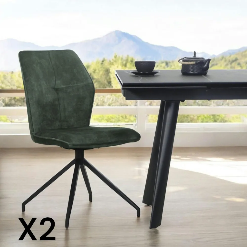 Chaises Velours|Chaises Contemporaines|LOMBARDIE Chaise pivotante moutarde en velours patiné avec poignée (lot de 2)