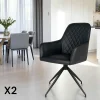 Chaises Contemporaines|Meubles De Cuisine·Chaises|SAVONE Chaise pivotante noire avec accoudoirs (lot de 2)