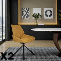 Meubles De Cuisine·Chaises|Chaises Contemporaines|LIGURIE Chaise pivotante ocre assise baquet (lot de 2)