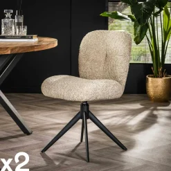 Univers Déco·Design Contemporain|Chaises Contemporaines|GALWAY Chaise pivotante rembourrée en bouclette taupe (lot de 2)