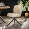 Univers Déco·Design Contemporain|Meubles De Cuisine·Chaises|GALWAY Chaise pivotante rembourrée en bouclette sable (lot de 2)