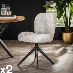 Univers Déco·Design Contemporain|Meubles De Cuisine·Chaises|GALWAY Chaise pivotante rembourrée en bouclette sable (lot de 2)