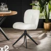 Univers Déco·Design Contemporain|Chaises Contemporaines|GALWAY Chaise pivotante rembourrée en bouclette blanche (lot de 2)