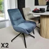 Chaises Velours|Chaises Contemporaines|PALERME Chaise pivotante retro en velours bleu (lot de 2)