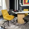 Meubles De Cuisine·Chaises|Chaises Velours|PALERME Chaise pivotante retro en velours moutarde (lot de 2)