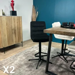 Meubles De Cuisine·Chaises|Chaises Velours|PALERME Chaise pivotante retro en velours moutarde (lot de 2)