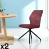 Chaises Velours|Chaises Contemporaines|LOMBARDIE Chaise pivotante rose en velours patiné avec poignée (lot de 2)