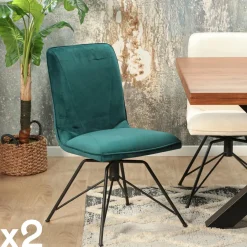 Chaises Velours|Chaises Contemporaines|OKA Chaise pivotante velours doré (lot de 2)