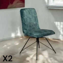 Univers Déco·Design Contemporain|Chaises Velours|OKA Chaise pivotante velours gris (lot de 2)