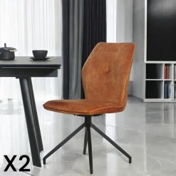 Chaises Velours|Chaises Contemporaines|LOMBARDIE Chaise pivotante vert en velours patiné avec poignée (lot de 2)