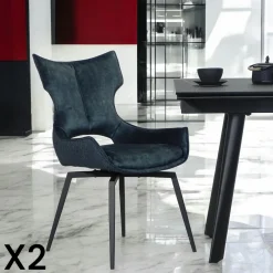 Meubles De Cuisine·Chaises|Chaises Avec Accoudoirs|LOMBARDIE Chaise pivotante verte bi-matière, dossier en T (lot de 2)