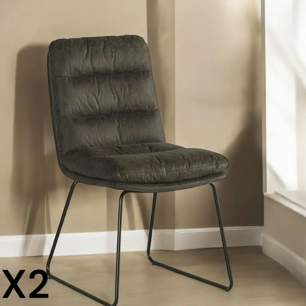 Chaises Vintage|Chaises Capitonnées|Epika Chaise rembourrée grise (lot de 2)