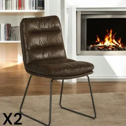 Chaises Vintage|Chaises Capitonnées|Epika Chaise rembourrée grise (lot de 2)