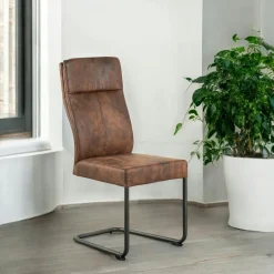 Chaises Industrielles|Chaises Contemporaines| Chaise rembourrée havane en microfibre