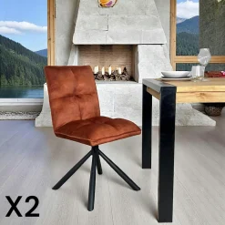 Chaises Capitonnées|Chaises Contemporaines|IENA Chaise rotative tissu anthracite (lot de 2)