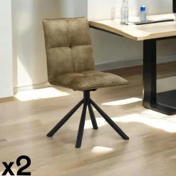 Chaises Capitonnées|Chaises Contemporaines|IENA Chaise rotative tissu anthracite (lot de 2)