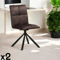Chaises Capitonnées|Chaises Contemporaines|IENA Chaise rotative tissu anthracite (lot de 2)
