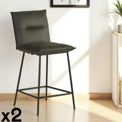 Chaises Capitonnées|Chaises Contemporaines|IENA Chaise rotative tissu anthracite (lot de 2)