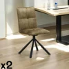 Chaises Capitonnées|Chaises Contemporaines|IENA Chaise rotative tissu kaki (lot de 2)