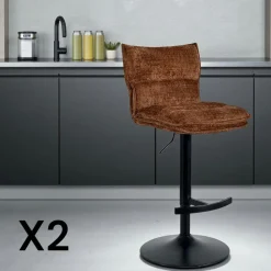 Chaises Capitonnées|Chaises Contemporaines|IENA Chaise rotative tissu kaki (lot de 2)