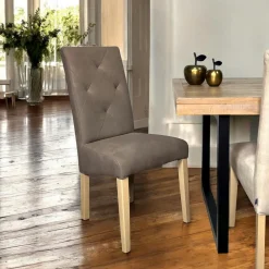Univers Déco·Classique Chic|Chaises Capitonnées| Chaise salle à manger taupe capitonnée MANOIR