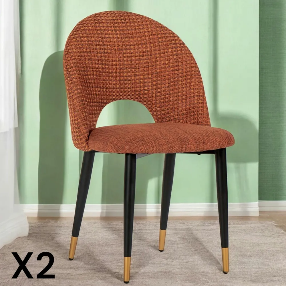 Chaises Capitonnées|Chaises Contemporaines|MALMOE Chaise salle à manger tissu quadrillé bleu foncé (lot de 2)