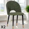 Chaises Capitonnées|Chaises Contemporaines|MALMOE Chaise salle à manger tissu quadrillé kaki (lot de 2)
