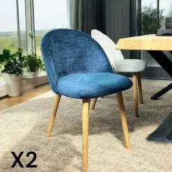 Meubles De Cuisine·Chaises|Chaises En Bois|ETNA Chaise scandinave en bois et velours moutarde (lot de 2)