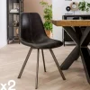 Meubles De Cuisine·Chaises|Chaises Vintage|Helsinki Chaise scandinave noire coutures apparentes pieds étoile (lot de 2)
