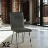Chaises Scandinaves|Chaises Capitonnées|KERALA Chaise scandinave tissu gris foncé pieds épingle (lot de 2)