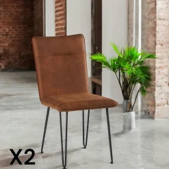 Chaises Scandinaves|Chaises Capitonnées|KERALA Chaise scandinave tissu gris foncé pieds épingle (lot de 2)