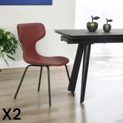 Chaises Contemporaines|Meubles De Cuisine·Chaises|LOMBARDIE Chaise terracotta avec dossier en T, revêtement nettoyable (lot de 2)