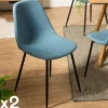 Chaises Vintage|Chaises Capitonnées|TIM Chaise tissu bleu (lot de 2)