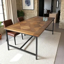 Chaises Vintage|Chaises Capitonnées|TIM Chaise tissu bleu (lot de 2)