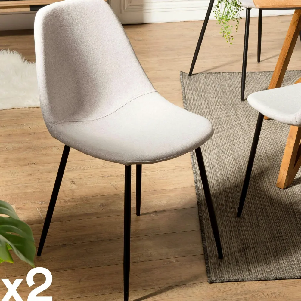 Chaises Vintage|Chaises Capitonnées|TIM Chaise tissu gris anthracite (lot de 2)