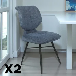 Meubles De Cuisine·Chaises|Chaises Contemporaines|LIGURIE Chaise tissu gris foncé à dossier double (lot de 2)