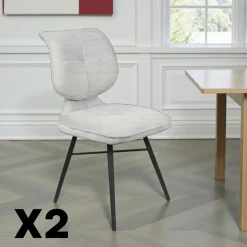 Meubles De Cuisine·Chaises|Chaises Contemporaines|LIGURIE Chaise tissu gris foncé à dossier double (lot de 2)
