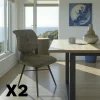 Meubles De Cuisine·Chaises|Chaises Contemporaines|LIGURIE Chaise tissu vert à dossier double (lot de 2)