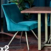 Chaises Capitonnées|Chaises Velours|HOBART Chaise velours bleu lagon (lot de 2)