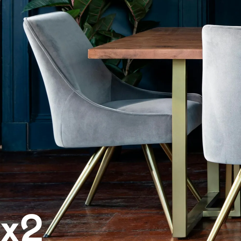 Chaises Capitonnées|Chaises Velours|HOBART Chaise velours bleu lagon (lot de 2)