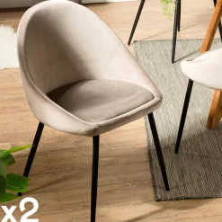 Chaises Vintage|Chaises Capitonnées|TIM Chaise velours bleu (lot de 2)